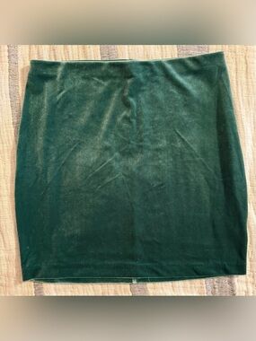 Express Dark Green Velvet Mini Skirt